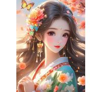 Jinmer 5D Diamond Painting Belle fille Kits,Rond 40x60 cm DIY Broderie Diamond Painting Kit Complet pour Adultes d'art du Diamant Strass Point de Croix Painting Artisanat Maison Murale Décor