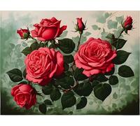 Jinmer 5D Diamond Painting Fleur Rose Kits,Rond 50x70 cm DIY Broderie Diamond Painting Kit Complet pour Adultes d'art du Diamant Strass Point de Croix Painting Artisanat Maison Murale Décor