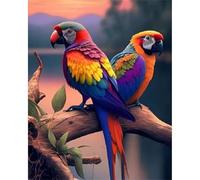 5D Diamond Painting Perroquets colorés Kits,Rond 60x80 cm DIY Broderie Diamond Painting Kit Complet pour Adultes d'art du Diamant Strass Point de Croix Painting Artisanat Maison Murale Décor
