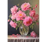 Jinmer Bouquet de pivoines roses Diamond Painting,5D Diamant Painting Kit Complet pour Adultes,Bricolage Carré Broderie Peinture Diamant Arts Strass Point de Croix Painting Maison Décoration 60x80 cm