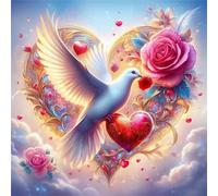 Jinmer Colombe blanche 5D Diamond Painting Kit Complet,Carré DIY Broderie Rose de rêve Diamand Painting Images,Diamant Peinture pour Adultes Cristal Art Set pour Maison Murale Décoration 100x100cm