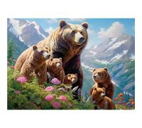 Jinmer Famille d'ours Diamond Painting,5D Diamant Painting Kit Complet pour Adultes,Bricolage Carré Broderie Peinture Diamant Arts Strass Point de Croix Painting Maison Décoration 40x60 cm