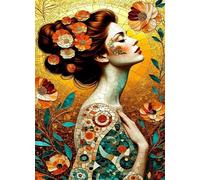 Jinmer Femme aux fleurs vitreuses Peinture Numero Adulte,sans Cadre DIY Kit de Peinture à l'Huile sur Toile pour Débutants avec Pinceaux et Acryliques pour Décoration D'Intérieur 45x60 cm