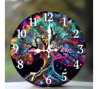 Jinmer Horloge Murale de 15 cm,Motif Arbre de la Vie,Horloge Murale Moderne Bois Silencieuse sans Tic-Tac pour Cuisine, Chambre, Salon, Salle à Manger