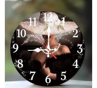 Jinmer Horloge Murale de 25 cm,Motif Chapeaux Tendance pour Femmes,Horloge Murale Moderne Bois Silencieuse sans Tic-Tac pour Cuisine, Chambre, Salon, Salle à Manger