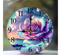 Jinmer Horloge Murale de 25 cm,Motif Rose de rêve de Plage,Horloge Murale Moderne Bois Silencieuse sans Tic-Tac pour Cuisine, Chambre, Salon, Salle à Manger