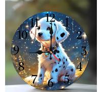 Jinmer Horloge Murale de 30 cm,Motif Chien du Ciel étoilé,Horloge Murale Moderne Bois Silencieuse sans Tic-Tac pour Cuisine, Chambre, Salon, Salle à Manger