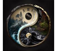 Jinmer Paysage abstrait 5D Diamond Painting Kit Complet,Carré DIY Broderie Yin Yang Diamand Painting Images,Diamant Peinture pour Adultes Cristal Art Set pour Maison Murale Décoration 50x50cm
