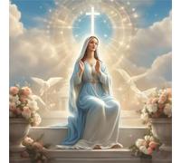 Jinmer Vierge Marie 5D Diamond Painting Kit Complet,Carré DIY Broderie Religieux Diamand Painting Images,Diamant Peinture pour Adultes Cristal Art Set pour Maison Murale Décoration 50x50cm