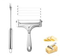 jinminamz Coupe Fromage Raclette, Trancheuse Saucisson Set, Acier Inoxydable Trancheuse Manuelle, épaisseur Réglable Cheese Grater avec Râpoe à Fromage et 4 Fils SuppléMentaires