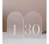 JINMURY Lot de 30 numéros de table en acrylique givré pour mariage, 12,7 x 17,8 cm, avec support, numéros de table en acrylique, parfaits pour réception de mariage