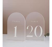 JINMURY YOJI-22108029 Lot de 20 panneaux de table en acrylique givré avec support pour mariage, 12,7 x 17,8 cm, numéros de table en acrylique givré, parfaits pour décoration de centre de table de