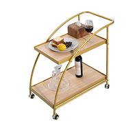 JINMUXUAN Mini chariot de bar avec cadre en métal - Chariot de cuisine sur roulettes avec 2 étagères en bois et roulettes pour petits espaces - 69 x 40 x 66 cm - Beauty Comes