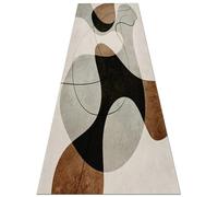 Jinnrug Tapis de Couloir à Motifs géométriques antidérapant, Disponible en 1m/1,5m/2m/2,5m/3m/3,5m/4m/4,5m/5m/6m, Extra Long, Marron, Noir, Beige, Vert.(60×150cm)