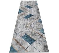 Jinnrug Tapis de Couloir antidérapant pour Cuisine pour Couloir intérieur | Tapis de sol Long et étroit, bleu gris, pour chambre à coucher, longueur 1m/1.5m/2m/3m/4m/4.5m/5m/6m(100×250cm)