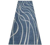 Jinnrug Tapis de Couloir Bleu d'intérieur, Doux, antidérapant et Facile à Nettoyer, 80x200cm, Disponible en Longueurs Extra Longues de 1m, 2m, 3m, 4m, 5m et 6m.(60×500cm)