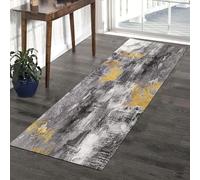Jinnrug Tapis de Couloir Moderne antidérapant Extra Long de 1m/1,5m/2m/2,5m/3m/3,5m/4m/4,5m/5m/6m pour Cuisine, Couloir, Balcon, paillasson, Gris et Jaune(70×250cm)