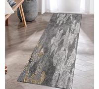 Jinnrug Tapis de Couloir Moderne Gris doré, antidérapant, Lavable, Long, pour la Maison, la Cuisine, Le Balcon, l'entrée, 60cm/70cm/80cm/100cm de Large(70×100cm)