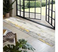 Jinnrug Tapis de Couloir Moderne Gris Jaune antidérapant et Lavable, Extra Long, pour Cuisine, 1m/1,5m/2m/2,5m/3m/3,5m/4m/4,5m/5m/6m(100×600cm)
