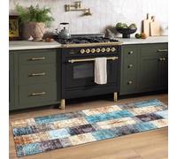 Jinnrug Tapis de Couloir Modernes, Bleus, Marrons et Gris, lavables, pour Salle de Jeux, Balcon, antidérapants, Disponibles en Longueurs de 100cm, 1,5m, 2m, 300cm, 350cm, 4m, 5m et 6m.(60×450cm)