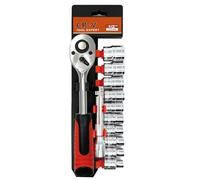 JinPhon 1/2 Coffret Douille, 12pcs Jeu De Clés À Cliquet 1/2, Coffret Clés À Douille Douilles Hexagonal Cr-V, Jeu De Douille Réversible Avec Tige D'extension (8-24 Mm)