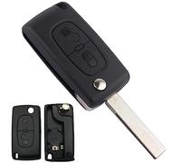 Jinpojun 2 Boutons Coque Clé CE0536 HU83 Clé à Rabat Pliable Compatible avec Peugeot 207 307 308 407 408 3008 5008, Citroen C2 C3 C4 C5 C6 C8