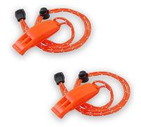 Jinpojun 2 Pièces Sifflet de Secours avec Cordon, Sifflet Securité Randonnée, Sifflet d'urgence de Survie pour Signalisation, Sauveteurs, Extérieur, Randonnée, Trekking, Lanière De Cou 40cm Ajustable