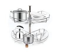 JINPRDAMZ Ferrure d'angle pivotante en acier inoxydable pour armoire de cuisine avec 2 étagères pivotantes, hauteur réglable de 565 à 790 mm, ferrure rotative à 270 °, charge maximale : 20 kg par