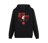 JINPUJING Best in The World Cm Punk Mens Hoodies Printed Graphic Pullover Unisex Black Sweatshirts M