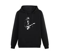 JINPUJING John Frusciante Guitarist Rock Mens Hoodies Printed Graphic Pullover Unisex Black Sweatshirts S