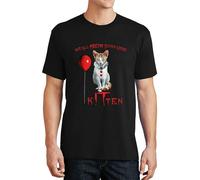 JINQIANXI Mens We All Meow Down Here Kitten T-Shirt Cat Clown Size S