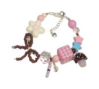 JINQIGG Bracelet élégant et réglable en perles avec nœud papillon - Bijou tendance pour événement décontracté ou formel - Couleur dopamine tendance