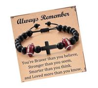 JINQIGG Bracelet en bois pour homme inspiré du sport avec perles en bois naturel, cordon tissé noir, motif crucifix symbolique, tenue décontractée, Conforme à l'image