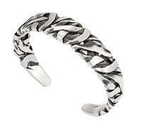 JINQIGG Bracelet manchette rétro pour homme en cuivre tissé à la main avec fermeture réglable, bijou unique fabriqué à la main pour fête