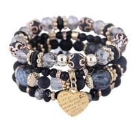 JINQIGG Bracelet réglable en forme de cœur en cristal léger avec franges multicouches et fermeture élastique, Conforme à l'image