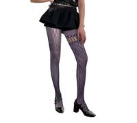 JINQIGG Collants japonais creux pour femme - Esthétique asymétrique - Dentelle patchwork - Collants transparents en dentelle, b, Taille unique