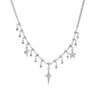 JINQIGG Collier tendance avec pendentif quatre étoiles en alliage de métal pour fêtes, mariages, tenues décontractées, collier mystérieux