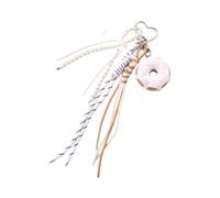 JINQIGG Élégant porte-clés tressé avec breloques tendance pour sac à main, sac à main, accessoires décoratifs en corde tressée, blanc