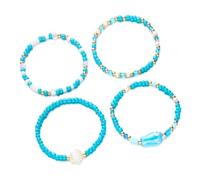 JINQIGG Hot Day Bracelets extensibles en céramique en forme de coquillage de poisson avec perles - Cadeaux empilables - Accessoires de plage pour femme, Conforme à l'image
