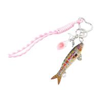 JINQIGG Porte-clé réaliste en forme de poisson en mouvement - Décoration pour les amateurs de pêche à la ligne - Accessoire multidirectionnel, rose, taille unique
