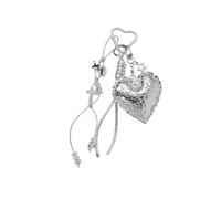 JINQIGG Porte-clés en corde tressée avec croix et nœud en forme de cœur pour sac à main, décoration de sac à main, accessoires de sac à main, Argenté.