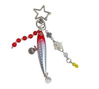 JINQIGG Porte-clés en forme de poisson balançoire - Design authentique - Avec articulations flexibles - Décoration pour un usage quotidien, Rouge, taille unique