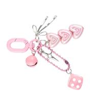 JINQIGG Porte-clés esthétique - Jolies cloches et dés en forme de cœur - Accessoires pour femme et fille, Q1805 2