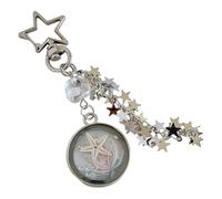 JINQIGG Porte-clés marin léger avec véritables étoiles de mer et algues, parfait pour un usage quotidien ou les voyages, Tel que montré, taille unique