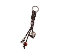 JINQIGG Porte-clés tressé en forme de cœur pour sac à main, sac à main, sac à dos, pendentif de voiture, ornements à suspendre, Déduction ronde