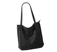 JINQIGG Sac à bandoulière rétro en velours côtelé pour femme avec sac à main spacieux pour faire du shopping ou voyager dans un sac élégant style coréen décontracté, Noir , One Size