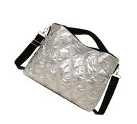 JINQIGG Sac à main tendance avec broderie géométrique - Léger - Plusieurs compartiments - Prise en main confortable, Argenté.