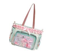 JINQIGG Sac de voyage surdimensionné en polyuréthane transparent pour les amateurs de dessins animés, les navetteurs, les clients permanents, simples, soignés, flexibles, spacieux, Vert, One Size