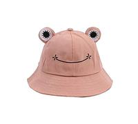 Jinqii Adorable bob grenouille en coton - chapeau de soleil à large bord pour adultes et enfants - Rose - 53/55 cm