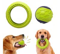 JinRui-T Anneau à mâcher indestructible en caoutchouc naturel solide pour chien, balle interactive, jouet de dentition solide pour chiens de petite, moyenne et grande taille